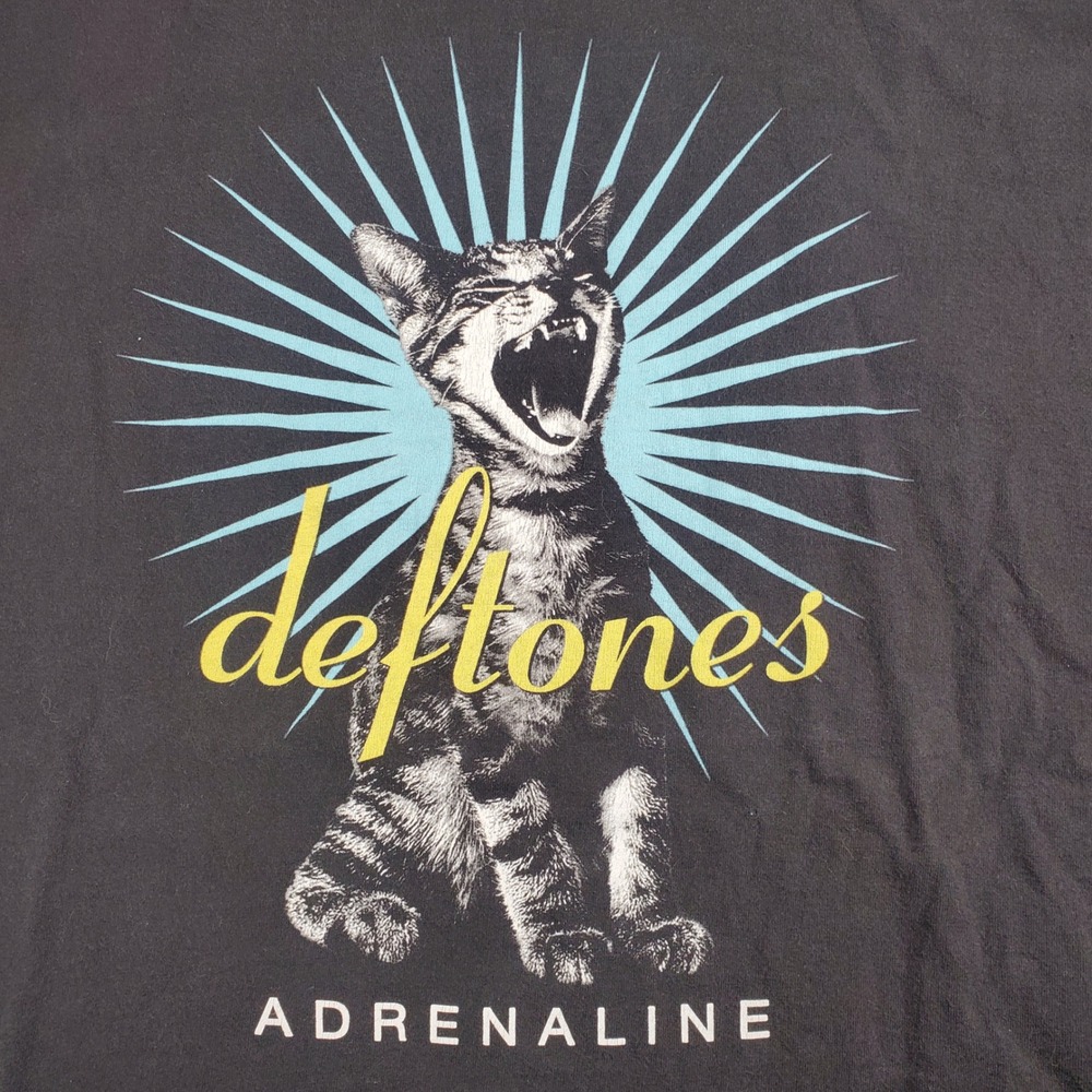 Vintage Deftones Adrenaline Cat Shirt Men XL Black Hanes Y2K 2000s Nu Metal Band - Picture 3 of 8